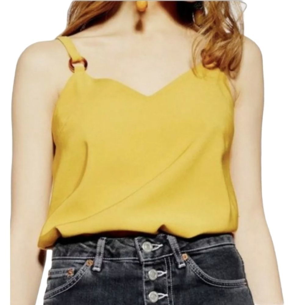 Topshop Mustard Yellow Strappy Tank Blouse | 4